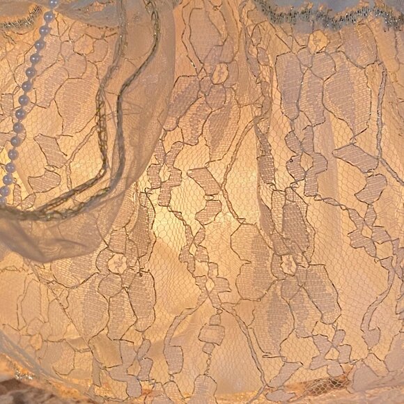 Vtg Light-Up Angel Tree Topper Gold Wings & Lace Dress 10.5” Lights - Picture 8 of 9